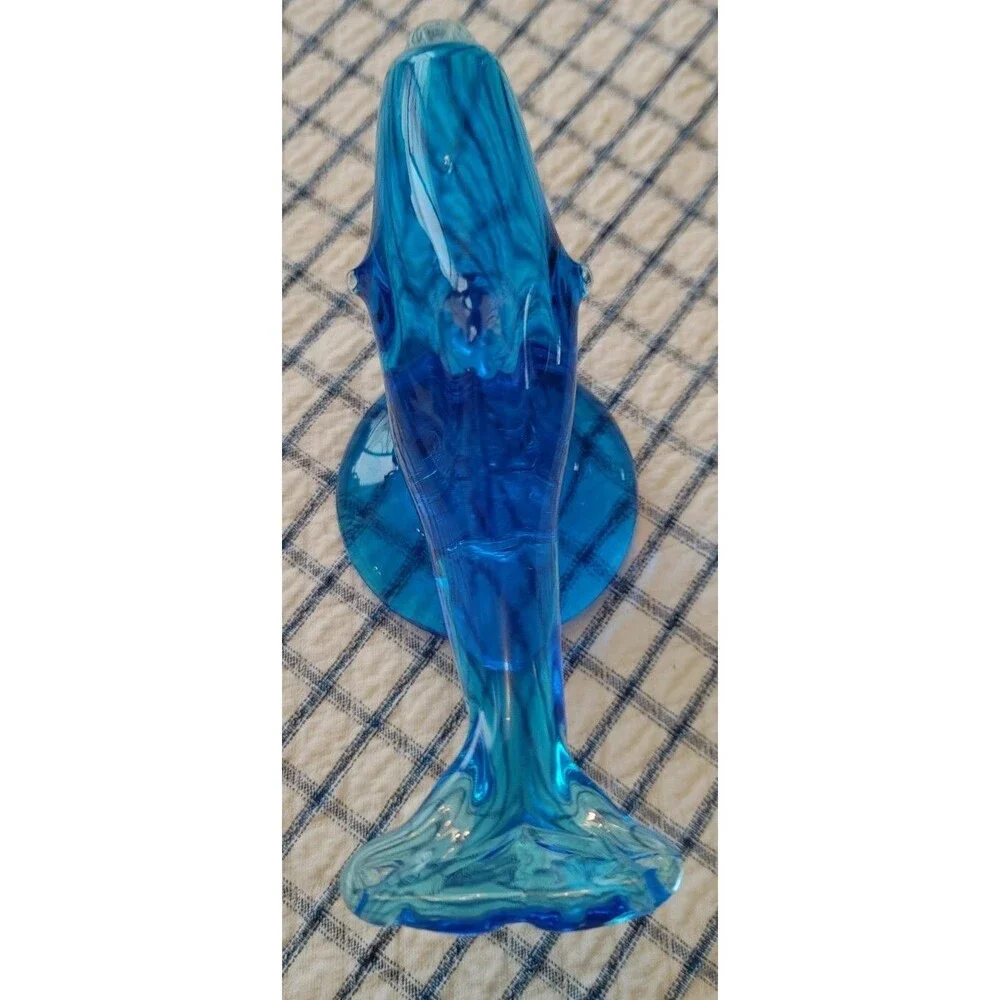 Vintage Ron Ray Blue Dolphin Art Glass Figurine Signed Date 1996 Hand Blown READ